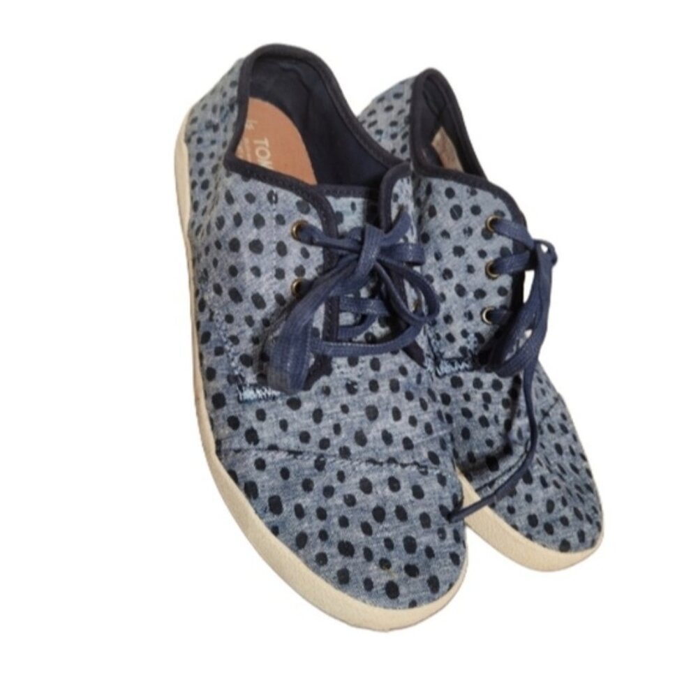 TOMS Blue Polka Dot Sneakers Canvas Cotton Rubber‎ Soles